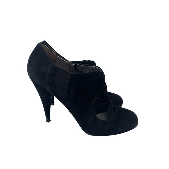 MIU MIU Black Suede Booties Heels Size 39.5/9.5 - Picture 4 of 10